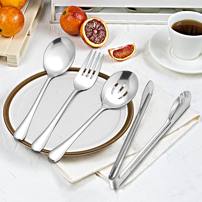 Herogo Heavy Duty Silverware Set with Serving Utensils, 72-Piece Stainless Steel Heavy Weight Modern Flatware Set for 8, Fancy Cutlery for Home Wedding, Dishwasher Safe, Mirror Finished