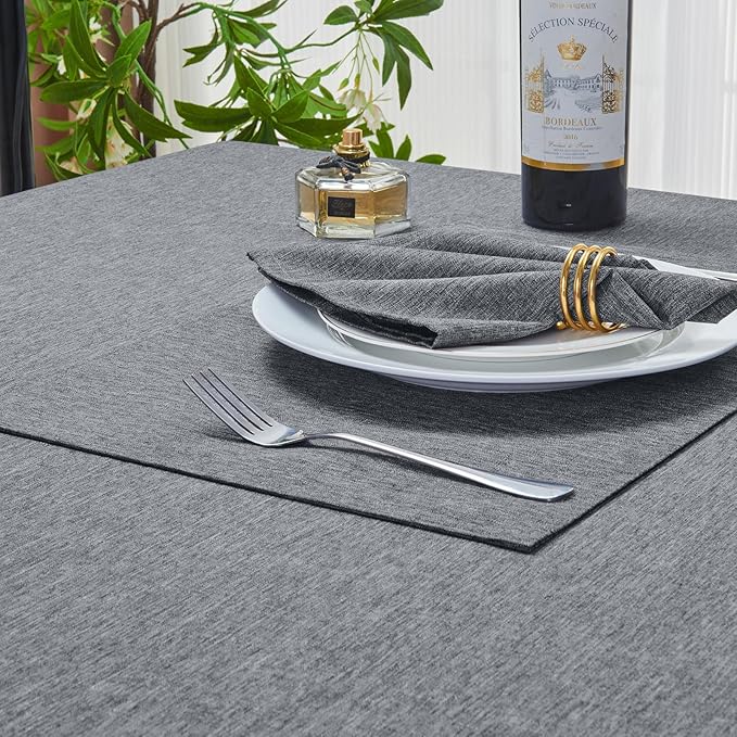 Rectangle Table Cloth Linen Farmhouse Stainproof Waterproof Washable Polyester Oblong Rectangular Fabric Table Cover for Kitchen Dining Dinner(Gray/60x104 Inch)