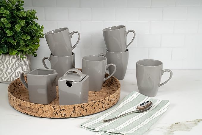 10 Strawberry Street Nova Square 40 pc Dinnerware Set, Gray