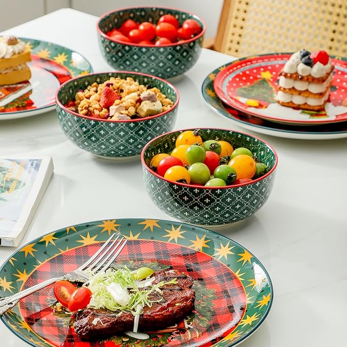 glowworm Dinner Plate Set of 6, 10.5 Inch Ceramic Dinner Plates, Salad Serving Plate for Kitchen, Restaurant, Valentine’s Day Gift, Microwave, Oven & Dishwasher Safe