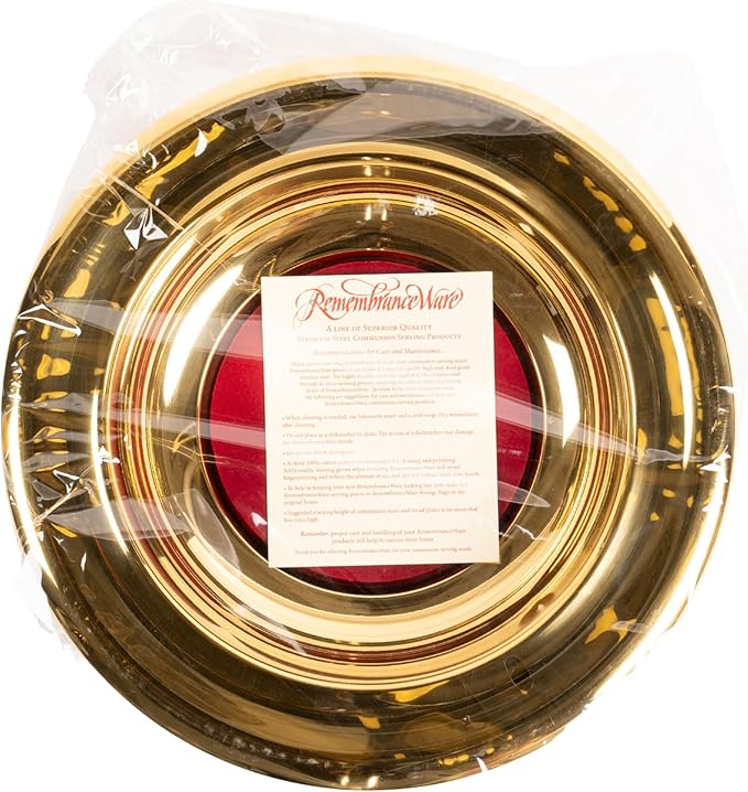 BROADMAN CHURCH SUPPLIES RemembranceWare Offering Plate, Brass with Red Felt (Pack of 4)