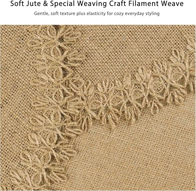 Round Burlap Placemats Set of 12 Jute Rustic Place Mats for Dining Tables Heat Resistant Natural Farmhouse Table Mats Decor (Flower Tassel New)