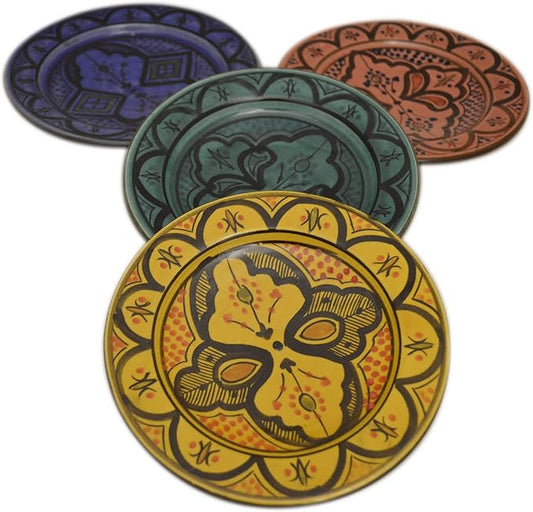Moroccan Ceramic Plates Handmade Appetizer Tapas Serving Set Of 4 plates Multicolored