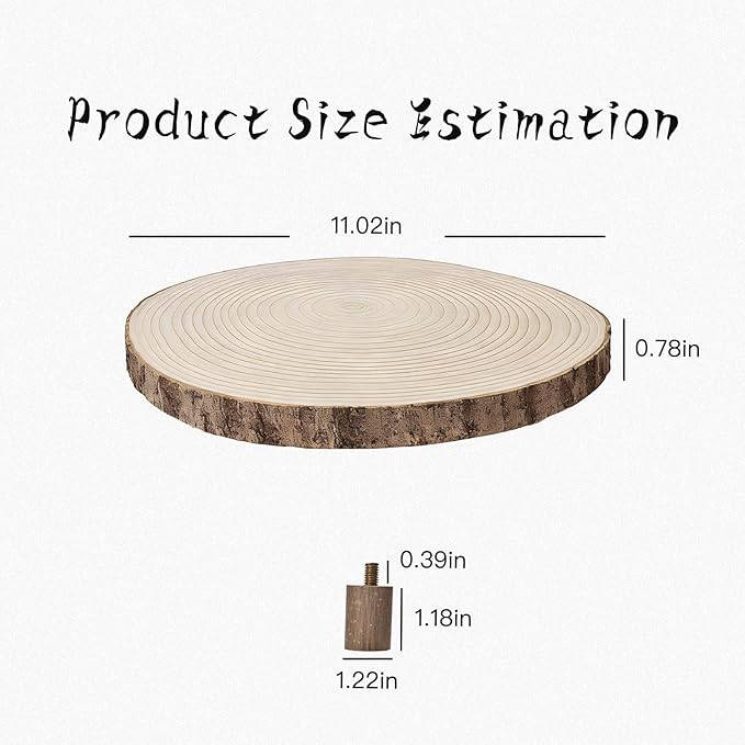 11-12 Inch Wooden Cake Stand, Rustic Wood Cake Stands for Wedding, Cupcake Stand for Dessert Display