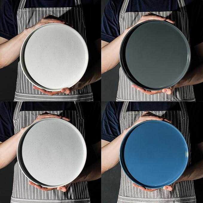 Kitchen Plates and Bowls Set Dinner Set for 4 Handpainted Dinner ware Sets, Microwave Safe Plates and Bowls Sets Stone Plate Scratch Resistant (Galaxy Mist)