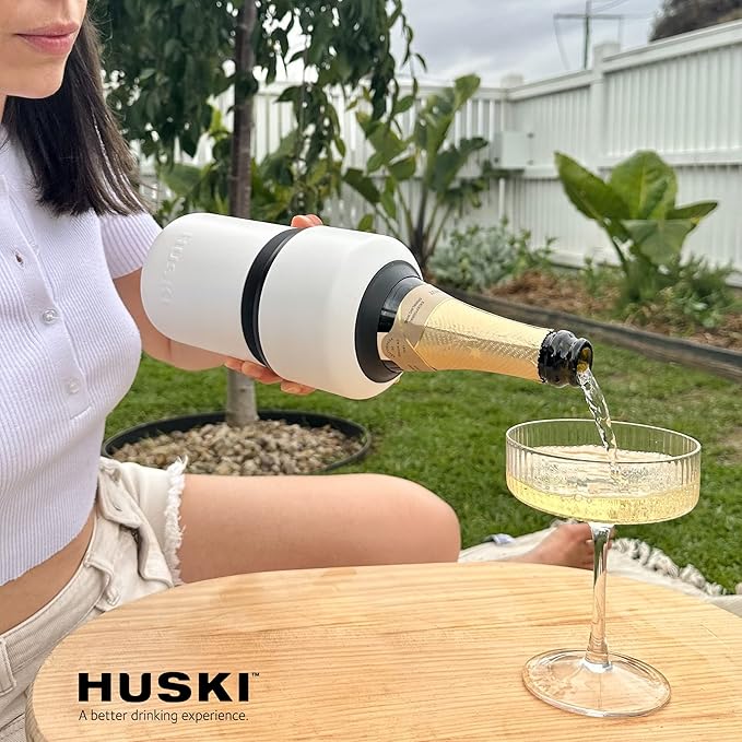 Huski Wine Chiller | Award Winning Iceless Design | Keeps Wine Cold up to 6 Hours | Wine Accessory | Next Generation Ice Bucket | Fits Some Champagne Bottles | Perfect Gift for Wine Lovers (Black)
