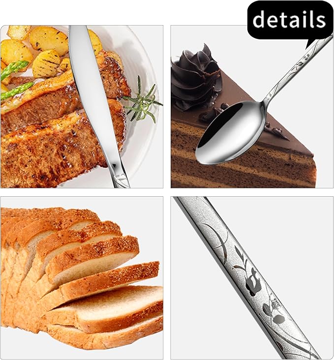 Lorren Home Trends 86 Piece 18/10 Stainless Steel and Gold Flatware Set, Service for 12, Chest included