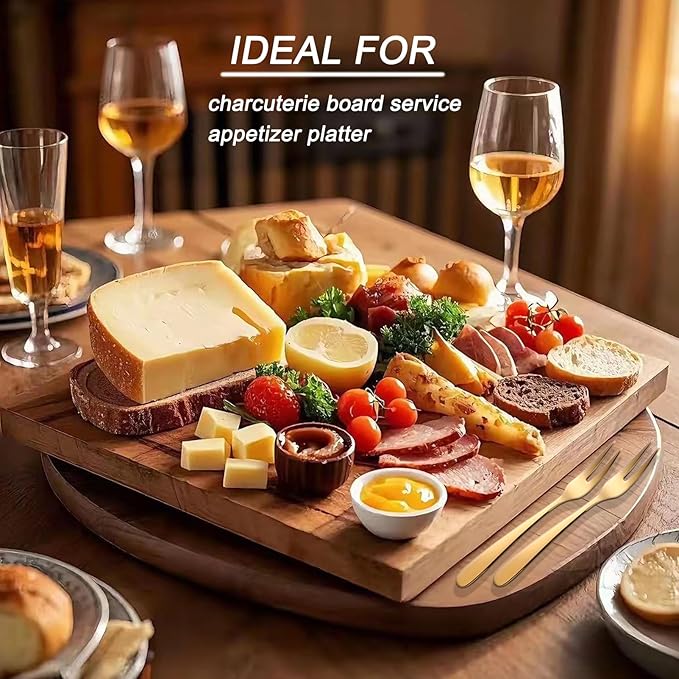5.51-inch Gold Fruit Forks For Charcuterie Board Service,18/10 Stainless Steel Dessert Tasting Mini Cocktail Appetizer Forks,Dishwasher Safe (Set of 12)