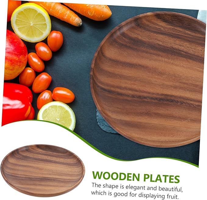 Cabilock Round Cake Tray Serving Platter Craftsmanship Dessert Dish for Tableware Storage Natural Wood Design for Snacks and Dishes