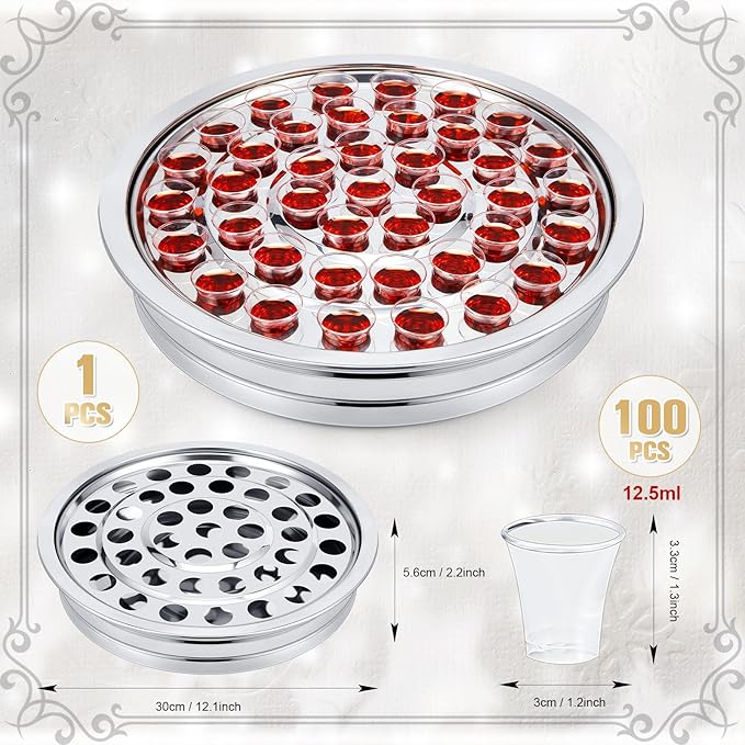 Zhehao 1 Pcs Easter Communion Trays for Churches Set Church Supplies Plates for Church with Disposable Cups (Silver)