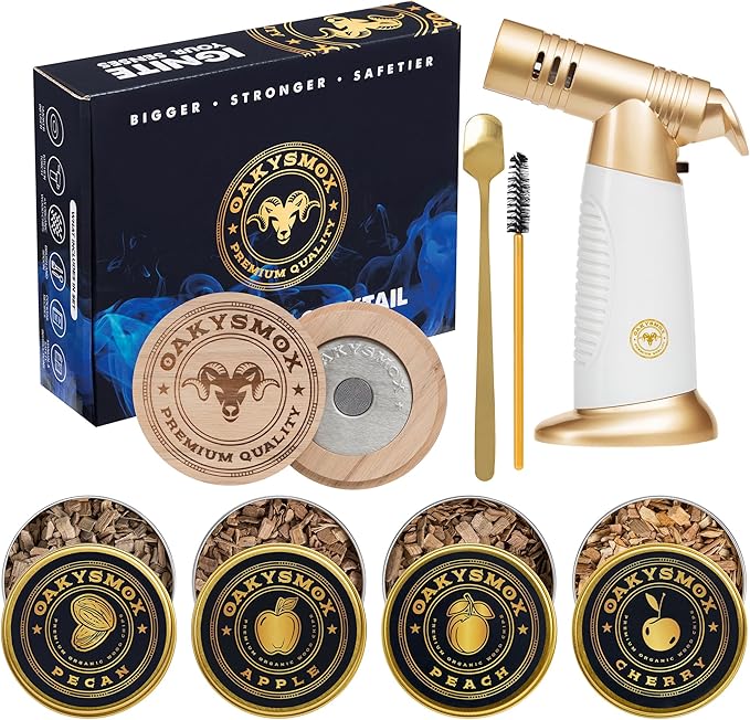 Cocktail Smoker Kit With Torch, Old Fashioned Bourbon, Whiskey Smoker Kit, Drink Smoker Accessories, Home Bar Accessories, Birthday Gifts for Men, Husband, Boyfriend, (NO BUTANE)
