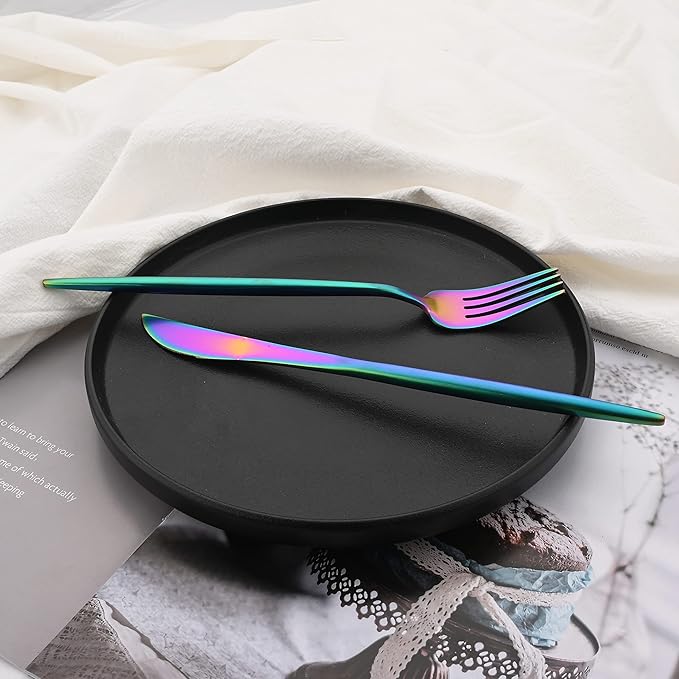 18/10 Stainless Steel Matte Flatware Set (1, Rainbow)