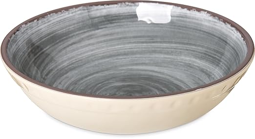 Carlisle FoodService Products Mingle Reusable Plastic Bowl Cereal Bowl with Pottery Style for Home and Restaurant, Melamine, 32 Ounces, Smoke