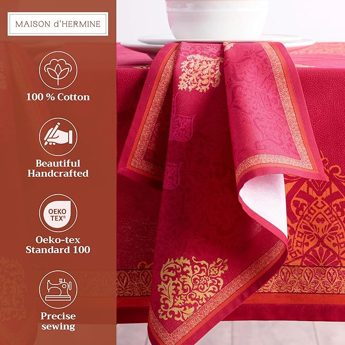 Maison d' Hermine Cloth Napkins Set of 4 100% Cotton for Thanksgiving Christmas Decorations Everyday Reusable Square Fall Napkins Cloth Washable Dinner Party (Versailles, 20"x20")