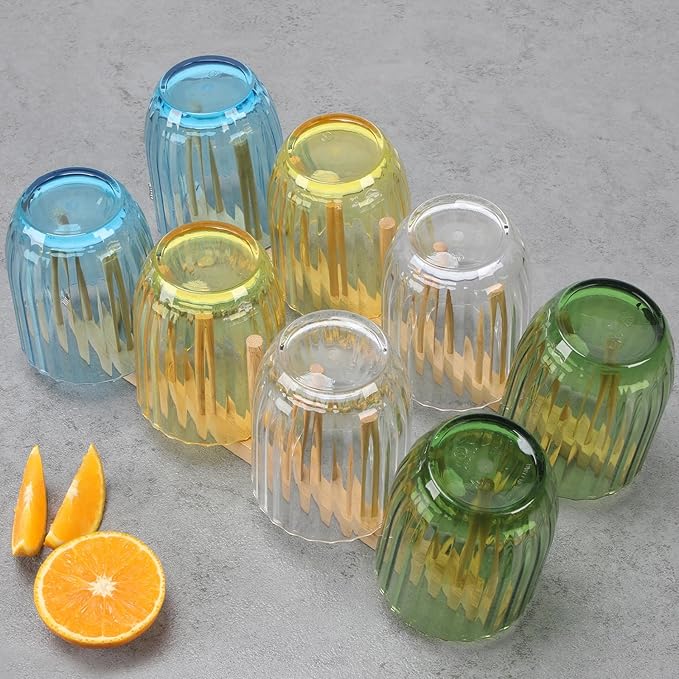 AKMQYM Acrylic Clear Highball Plastic Cups | Plastic Reusable Tumblers 15oz (Set of 8) | Stackable | BPA-free Tumblers | Shatterproof | Top-rack Dishwasher Safe