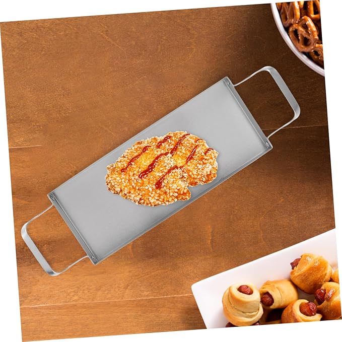 Ciieeo Rectangular Stainless Steel Bbq Serving Platter Dual Handles Versatile Food Serving Tray for Snacks Sushi Desserts and Hot Pot