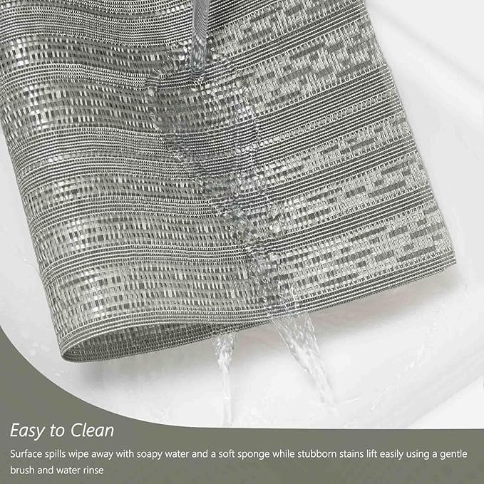AHHFSMEI Placemats for Dining Table Set of 8 Woven Vinyl Plastic Place Mats Non-Slip Heat Insulation Stain Resistant Table Mats Washable Easy Clean Placemats (Grey Shine 8)