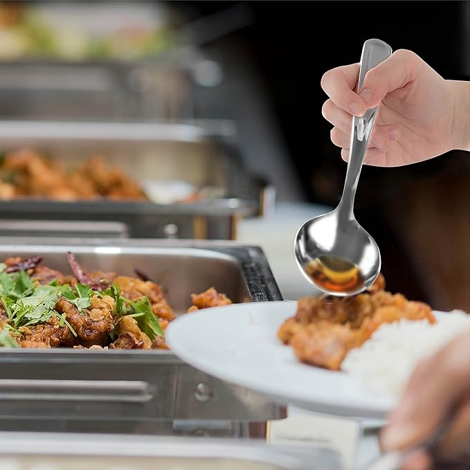 Plasticpro Disposable Plastic Silver Serving Utensils 6 Serving Forks & 6 Serving Spoons Durable Heavy Duty Premium Serving Utensils Silver 6 Sets