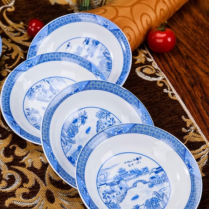 Party Dinnerware Plates Bowl 56- Piece Bone China Dinnerware Sets, Premium Porcelain Tableware Set, Blue and White Porcelain Cereal Bowls,