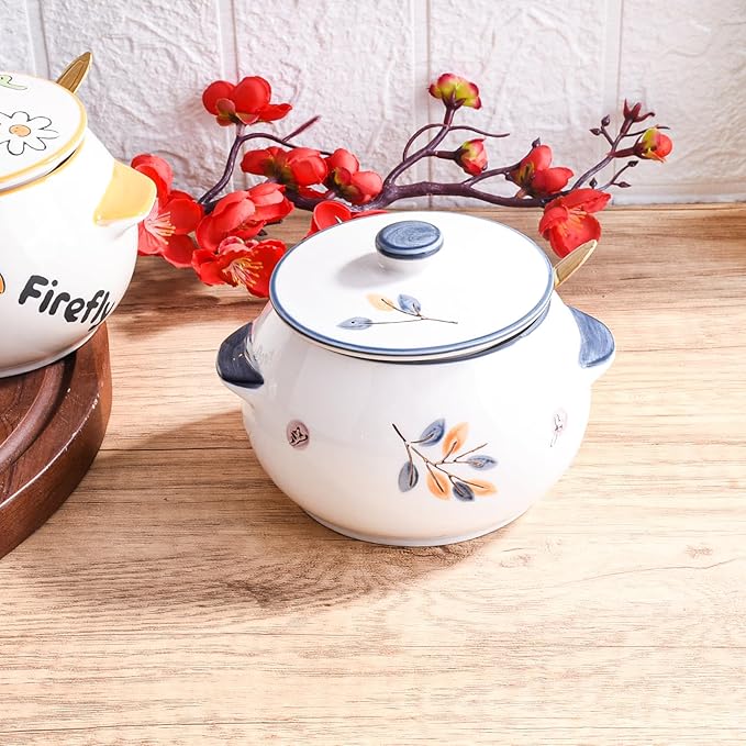 Large Ceramic Sugar Bowl with Spoon 15.2oz - Rustic Farmhouse Kitchen Canister for Sugar, Coffee, Tea - Elegant White Countertop Storage Jar, Perfect Dining Table Decoration (lh)