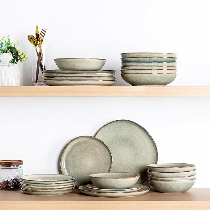 AmorArc Ceramic Plates Set of 6,8.5 Inch Handmade Reactive Glaze Stoneware Plates set for Dessert,Salad,Appetizer,Small Dinner Plates,Microwave & Dishwasher Safe,Scratch Resistant