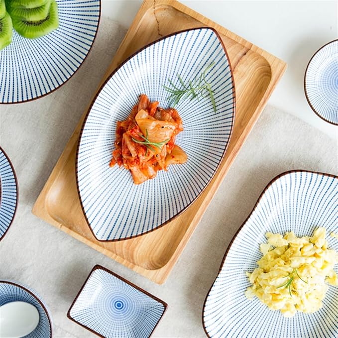 SONGCHAO Party Supplies Creative Binaural Handle Ceramic Plate Kitchen Rectangular Plate Home Kitchen Western Food Plate Dessert Plate Party Plates (Color : D)