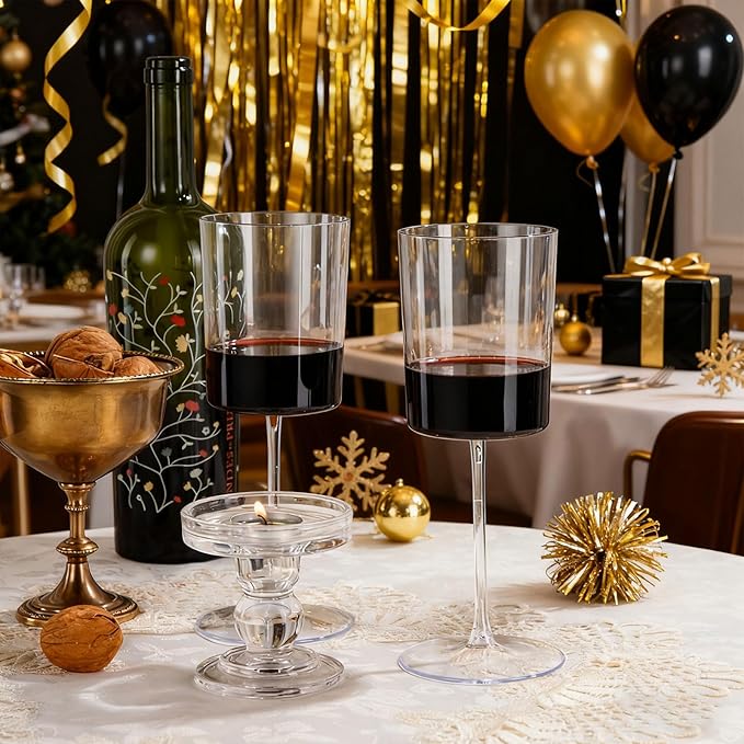 Ciaell 12 Pack Clear Plastic Wine Glasses - 14Oz Plastic Wine Glasses with Stem - Disposable Stemmed Wine Glass for Parties & Weddings & Outdoor