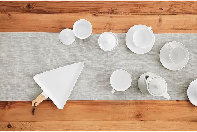 Solino Home Linen Table Runner 132 Inches Long - Athena, 100% Pure Linen Oyster Grey 14 x 132 Inch Table Runner for Dining, Fall, Autumn, Halloween, Thanksgiving, Holiday