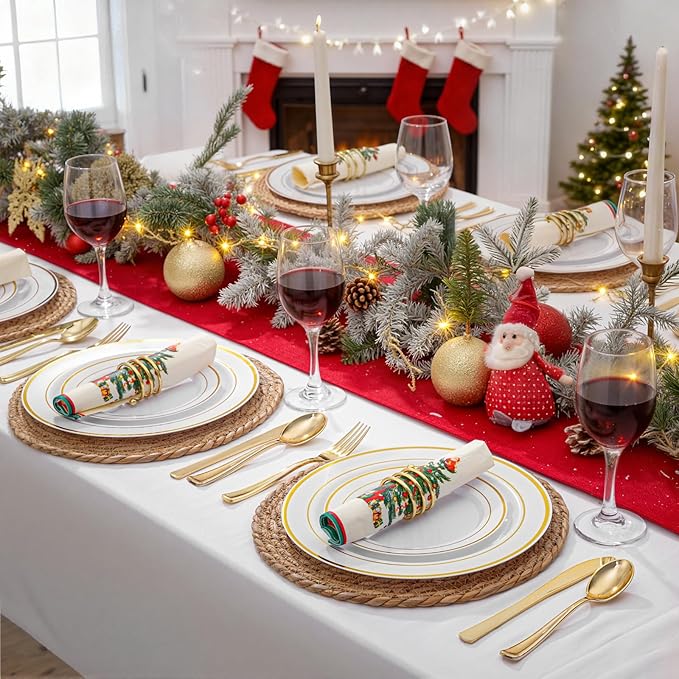 WDF 500PCS Gold Plastic Silverware Set Disposable - Gold Cutlery Set Plastic - 250Forks, 125 Spoons, 125 Knives for Christmas Party, Birthday, Wedding