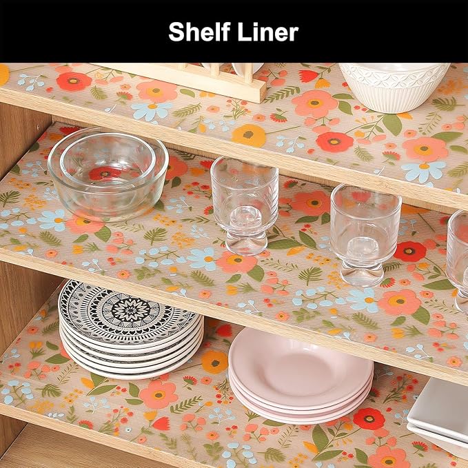 Cooyes Shelf Liner – Premium Non-Adhesive Cabinet & Drawer Liner for Kitchen – Waterproof Shelf Paper with Modern Pattern – Durable EVA Cabinet Mat – Easy to Cut (17.5" W x 360" L)