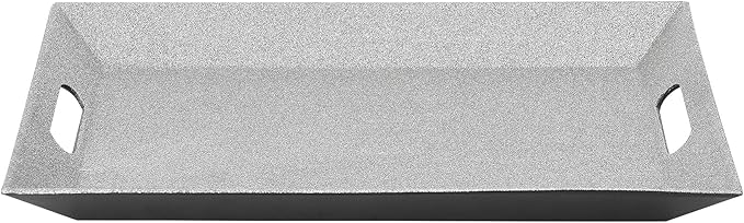 Simply Elegant Pack of 6 Silver Glitter Rectangle Tray – 15.75 x 10.75 x 1.5 Inches, Lightweight Serving Tray, Durable Quality, High-Grade Plastic, Unbreakable, Decorative Tray