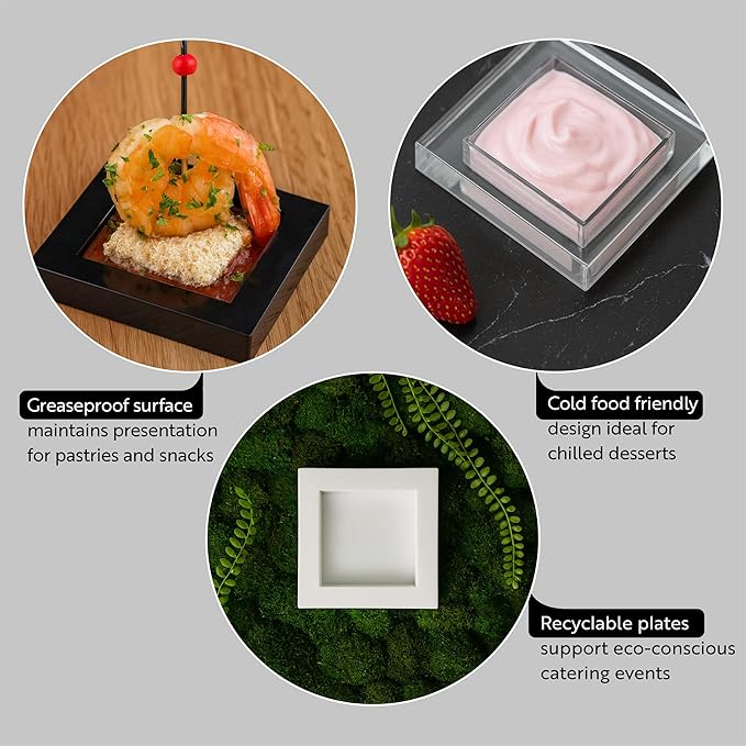Restaurantware 2.5 x 2.5 Inch Dessert Plates 20 Disposable Appetizer Plates - For Cold Foods White Plastic Mini Serving Plates Serve Appetizers Or Desserts For Buffet Or Catered Events