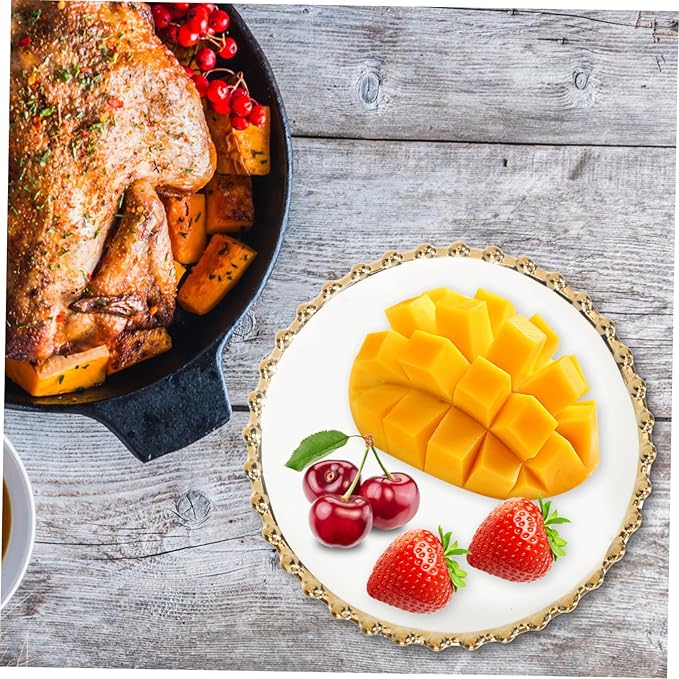 Cabilock Gold Rim Dinner Plate Round Platter for Breakfast Dessert Pasta Steak Pizza Salad Bread Fruits Sushi