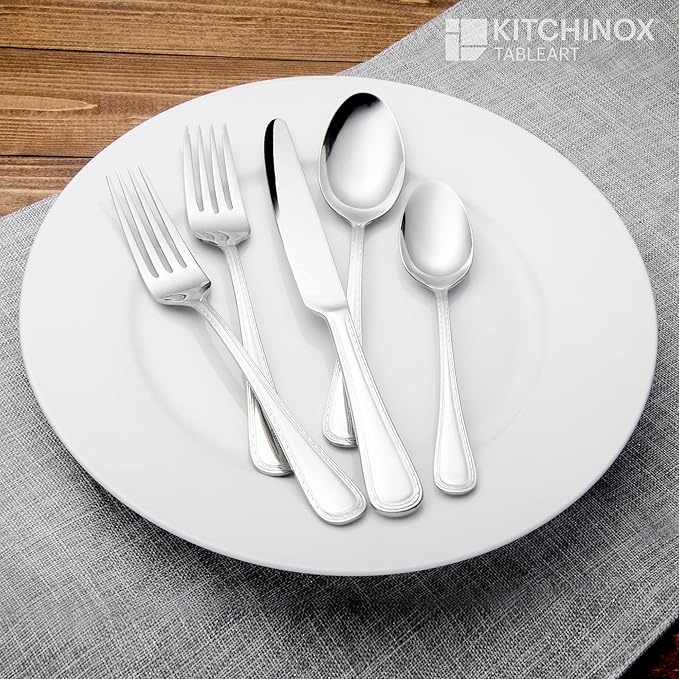 Seaport 43-piece Stainless Steel Silverware Set, Flatware Service for 8