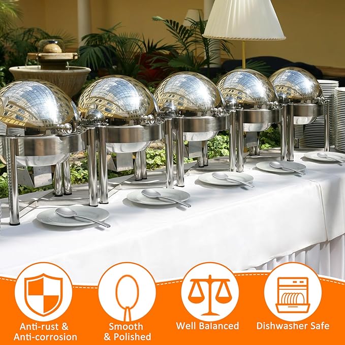 Uiifan 24 Pieces Serving Spoons Bulk 8.3 Inches Party Serving Spoons for Buffet Stainless Steel Spoon Banquet Utensils for Cooking Catering Food Kitchen, Silver, 8.3 x 2.4''