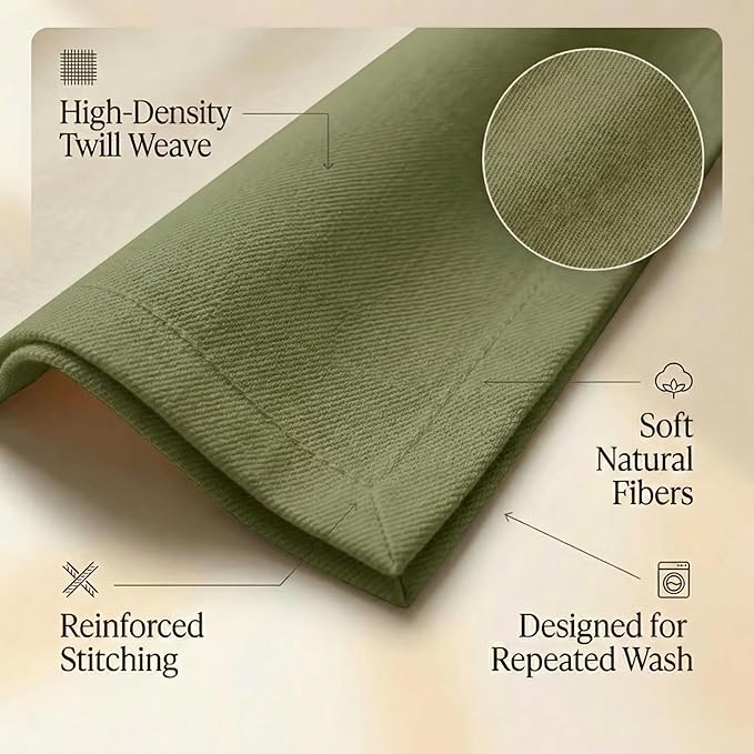 ACCENTHOME Accent Home 100% Cotton Napkins, Delicate Cloth Napkins for Dinners, Parties and Weddings，18 x 18 Inch Set of 12 - Olive Green