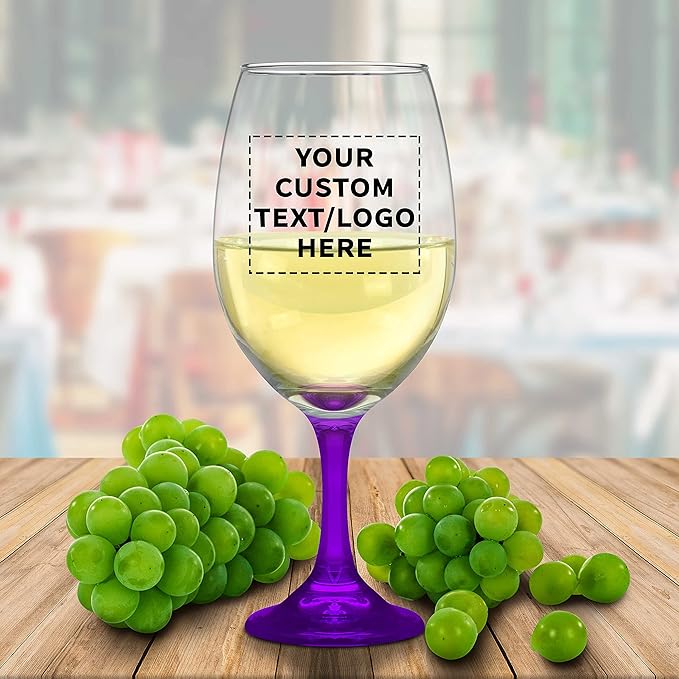 Custom Rioja Grand Wine Glasses 20.75 oz. Set of 10, Personalized Bulk Pack - Perfect for Hotel, Bar, Restaurant or Lounge - Purple