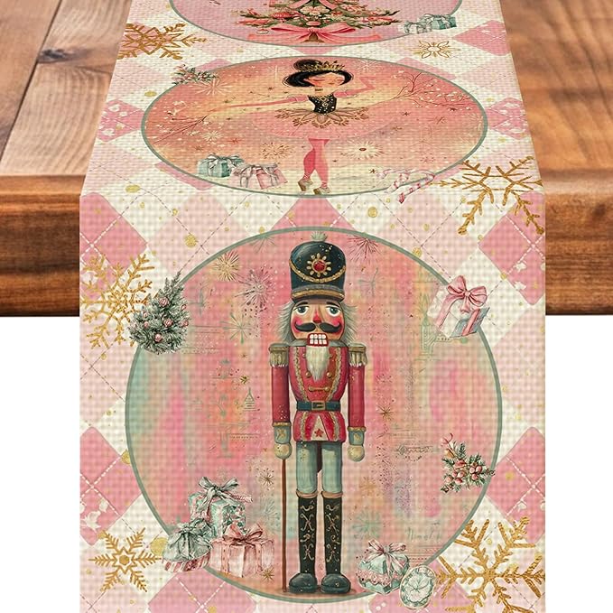 Christmas Snowflake Tree Table Runner Seasonal Winter Kitchen Dining Linen Table Decoration for Indoor Outdoor Home Party Decor 13 x 72 Inch