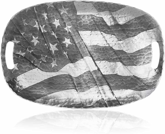 Wendell August American Flag Luncheon Tray – Handcrafted Aluminum Patriotic Serving Tray, USA 250th Anniversary (1776–2026), Made in USA Collectible Gift