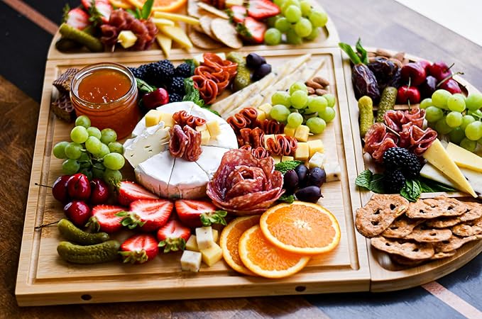 Modern Day Homestead 3 Piece Magnetic Charcuterie Board Set: Charcuterie Boards Gift Set, Bamboo Cheese Board | Labor Day Party | House Warming New Home | Wedding Gifts | Serving Ware | Football Party