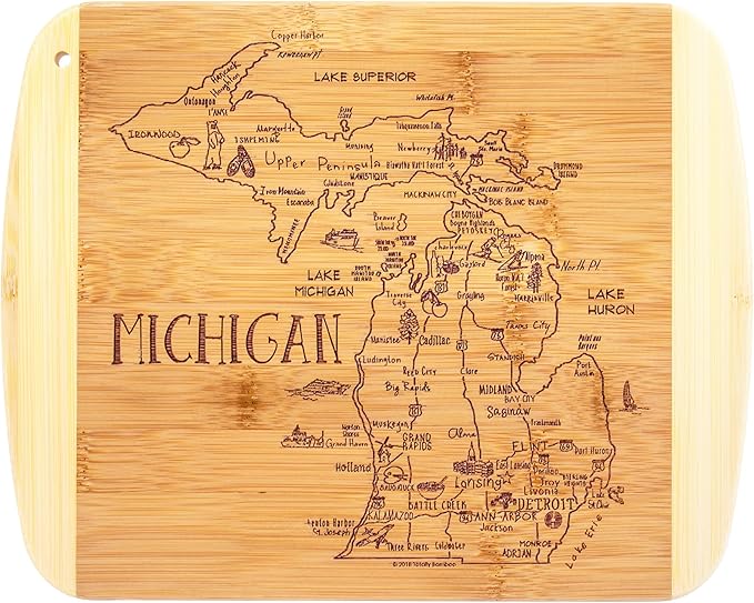 Totally Bamboo A Slice of Life Michigan State Serving and Cutting Board, 11" x 8.75"