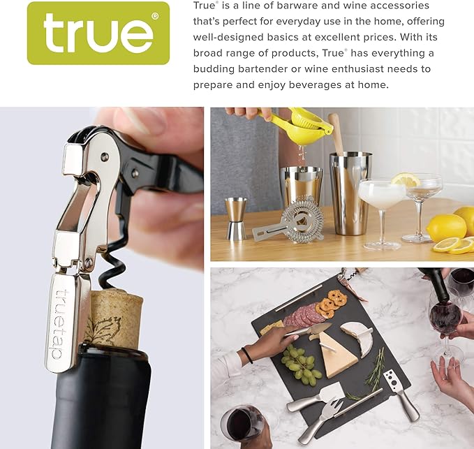 True Shark Waiters Corkscrew Wine Opener with Sharp Foil Cutter, Durable Stainless Steel and & Soft Touch Plastic Perfect for Home Bar, Kitchen, Outdoor Party, Gifts for Wine Lovers, Set of 1