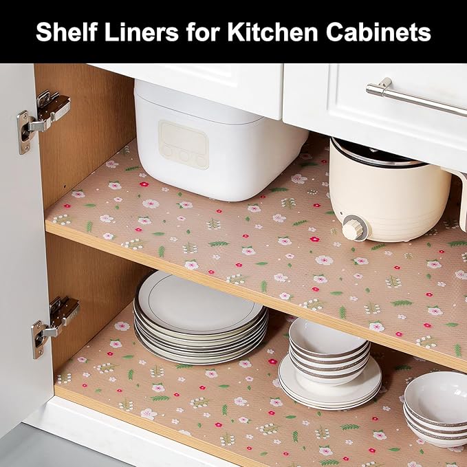 Cooyes Shelf Liner – Premium Non-Adhesive Cabinet & Drawer Liner for Kitchen – Waterproof Shelf Paper with Modern Pattern – Durable EVA Cabinet Mat – Easy to Cut (17.5" W x 78.7" L)