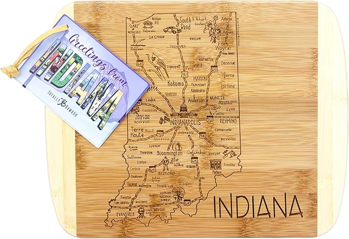 Totally Bamboo A Slice of Life Indiana State Serving and Cutting Board, 11" x 8.75"