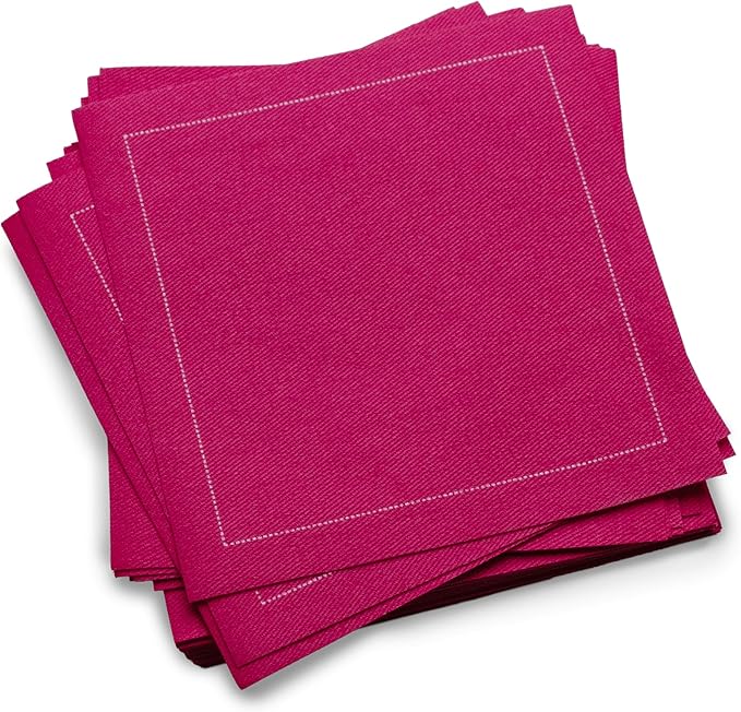 Five Star Cocktail Napkins, 50 Luxury Cotton Disposable Cocktail Party Napkins, 4.5" x 4.5" for Home Bars, Game Nights, Beverages, Birthdays, Weddings & Holidays, Sorbet