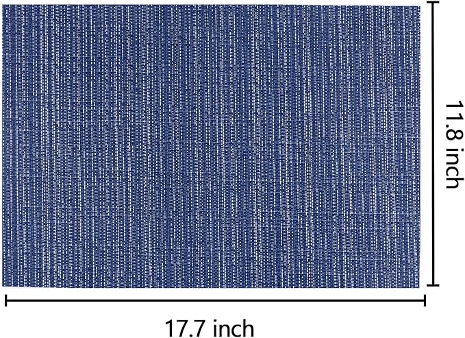 AHHFSMEI Placemats for Dining Table Set of 4 Woven Vinyl Plastic Place Mats Non-Slip Heat Insulation Stain Resistant Table Mats Washable Easy Clean Placemats (Multi Blue,4)