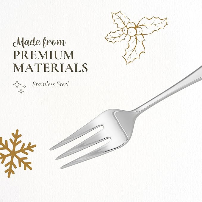 Spode Christmas Tree Serving Fork, Holiday Flatware for Your Favorite Christmas Dishes, 18/10 Stainless Steel Cutlery for Festive Table Settings, 10-Inch Dishwasher Safe Holiday Utensils