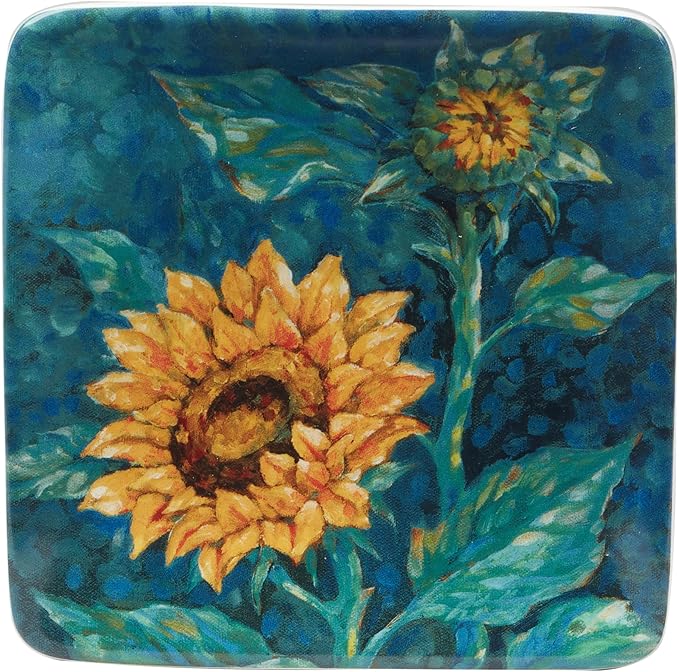 Certified International Golden Sunflowers 6" Canape/Luncheon Plates,Set of 4