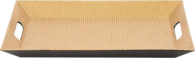 Simply Elegant Pack of 6 Gold Beaded Rectangle Tray – 15.75 x 10.75 x 1.5 Inches, Lightweight Serving Tray, Durable Quality, High-Grade Plastic, Unbreakable, Decorative Tray