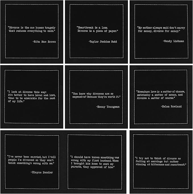 Five Star Funny Divorce Quotes | Black Cotton Cocktail Napkins | 50 Luxury Disposable Beverage Napkins with Witty Bar Quotes | Drink Napkins for Parties, Bars, Weddings & Game Nights